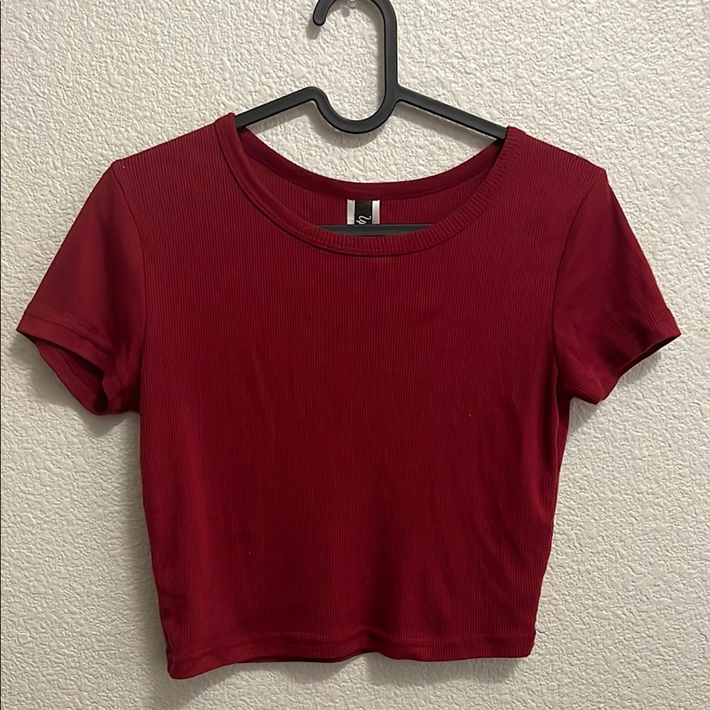 Red Fitted Crop T-Shirt Short Sleeve